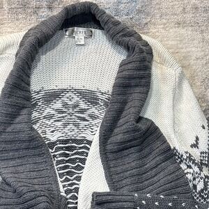 Decree Women's Open Front Cardigan Sweater Gray White Size XL